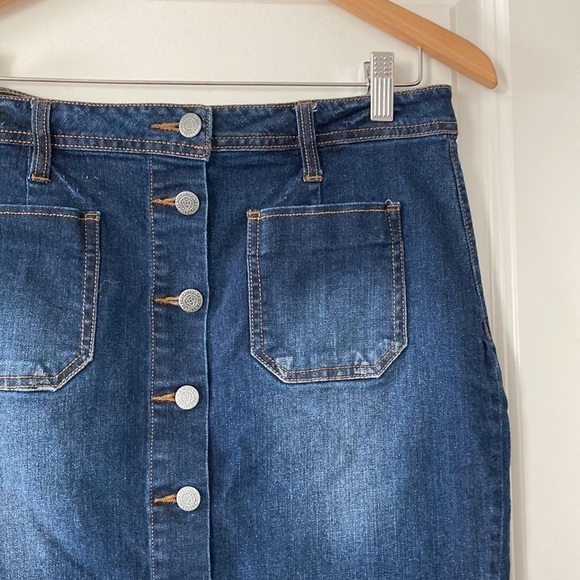 Kenneth Cole 10 pencil jean skirt blue pockets - Picture 4 of 11